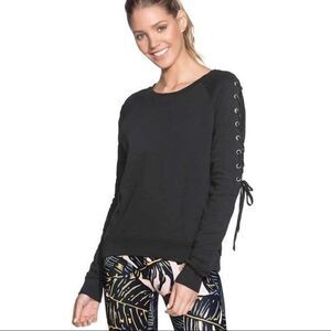 Maaji black lace up sleeves sweatshirt small